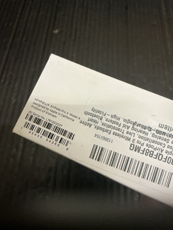 Photo 1 of Apple AirPods Pro 3 Wireless Earbuds, Active Noise Cancellation, Live Translation, Heart Rate Sensing, Hearing Aid Feature, Bluetooth Headphones, Spatial Audio, High-Fidelity Sound, USB-C Charging