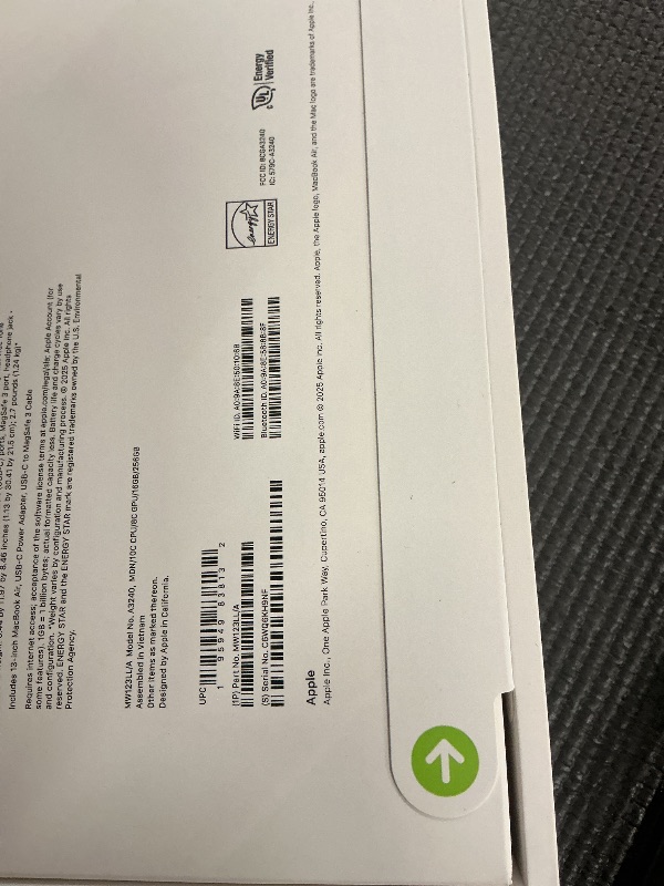 Photo 1 of Apple 2025 MacBook Air 13-inch Laptop with M4 chip: Built for Apple Intelligence, 13.6-inch Liquid Retina Display, 16GB Unified Memory, 256GB SSD Storage, 12MP Center Stage Camera, Touch ID; Midnight