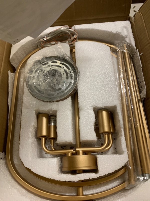 Photo 1 of Gold Chandelier for Dining Room Light Fixture, 4 Light Entryway Light Fixture, Adjustable Modern Farmhouse Chandelier Foyer Lighting Fixtures Rustic Kitchen Chandelier for Entryway, Foyer, Living Room