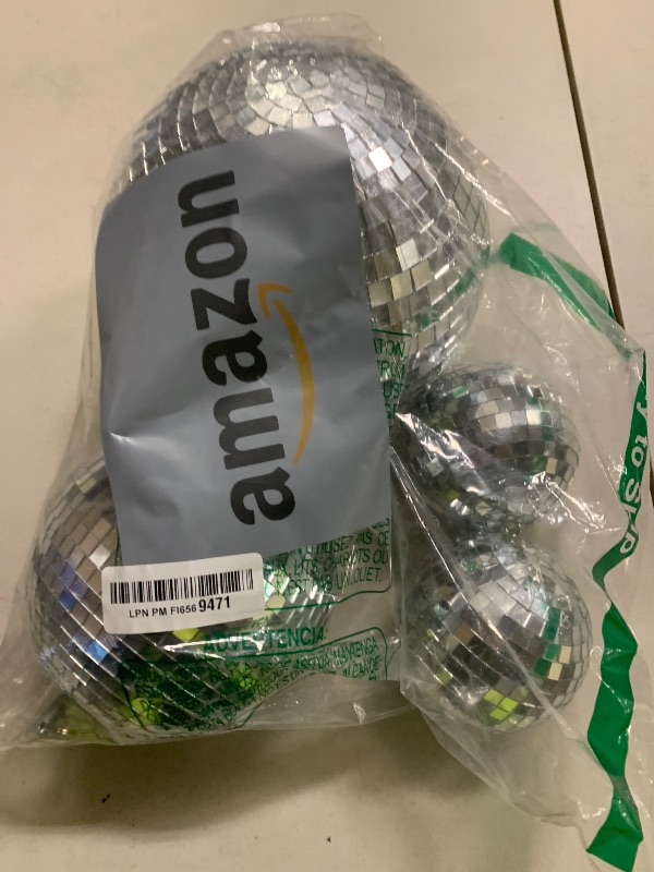 Photo 1 of 4 Pcs Large Disco Ball Decor- Silver Hanging Mirror Disco Balls Ornament for New Year Decor Christmas Tree Wedding Party Supplies Holiday Dance Music Festivals Club (8, 6, 4 Inch)