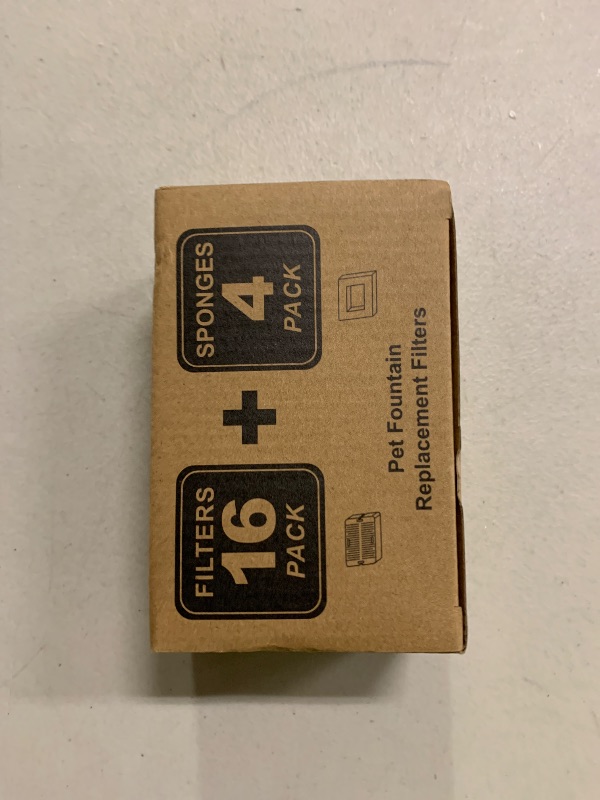 Photo 1 of 16 Packs Cat Water Fountain Filter for 2.1L/71oz Cupcake Ceramic Cat Dispenser, 16 Carbon Filters & 4 Foam Filters for Porcelain Pet Water Fountain, Multi-Filtration System Activated Carbon Filter