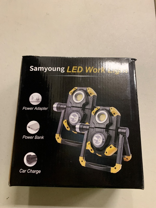 Photo 1 of 2 Pack 2500LM Magnetic Rechargeable Work Light, LED Work Light Rechargeable with 360° Rotation Stand & Foldable Design, 5 Lighting Modes Magnetic Flashlight for Car Repairing Camping Emergency