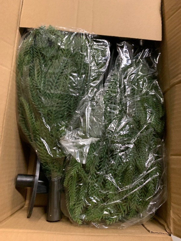 Photo 1 of 2 Pack 24'' Artificial Norfolk Christmas Topiary Ball Trees, Realistic Norfolk Pine Topiary with Spike Fake Ball Shrubs Plants Christmas Pot Fillers Outdoor Front Porch Door Garden Yard Decorations