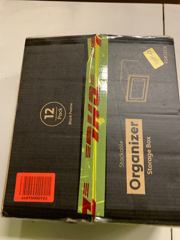 Photo 1 of 12 Pack Shoe Storage Bins, Clear Plastic Stackable Shoe Organizer for Closet, Space Saving Foldable Shoe Rack, Shoe Box Sneaker Holder Container, Black Frame