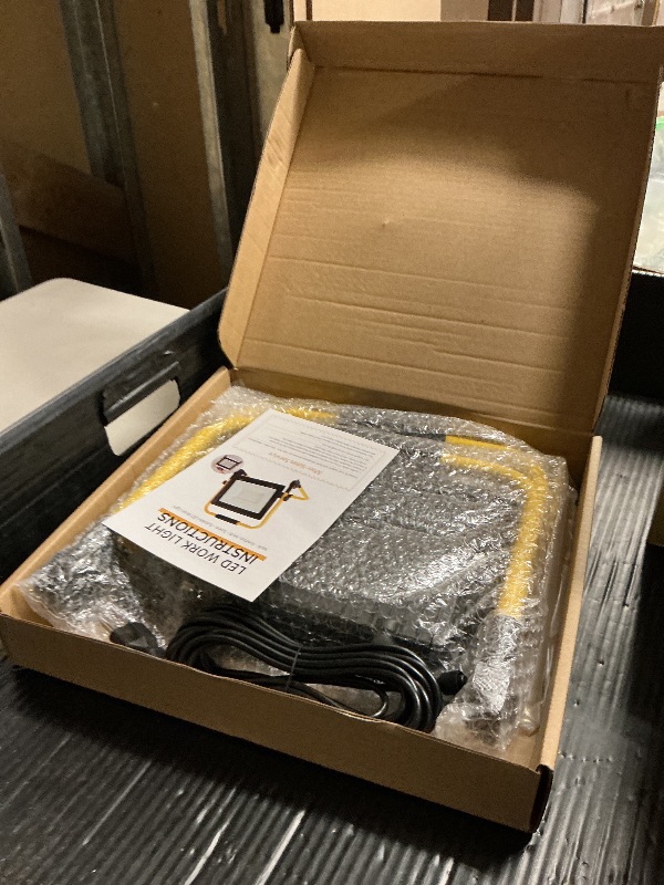 Photo 1 of 12000LM LED Work Light 128LEDs Portable Flood Light with 16.4FT Cord&Individual Switch& Stand, 6500K IP66 Waterproof for Indoor/Outdoor Job Sites, Workshops, Garages & Construction Lighting