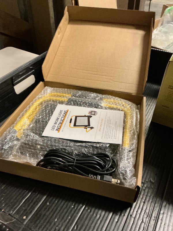 Photo 1 of 12000LM LED Work Light 128LEDs Portable Flood Light with 16.4FT Cord&Individual Switch& Stand, 6500K IP66 Waterproof for Indoor/Outdoor Job Sites, Workshops, Garages & Construction Lighting