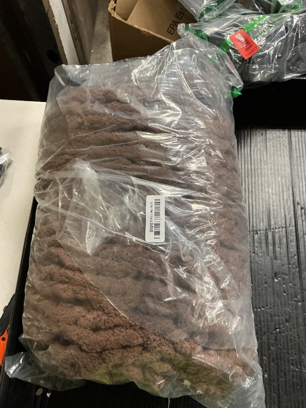 Photo 1 of Carriediosa Chunky Knit Throw Blanket 50" X 60", 100% Hand Made Large Chenille Loop Yarn Soft Fluffy Throws for Couch Sofa Bed, Big Crochet Cozy Heavy Thick Cable Woven Blanket, Cocoa Brown