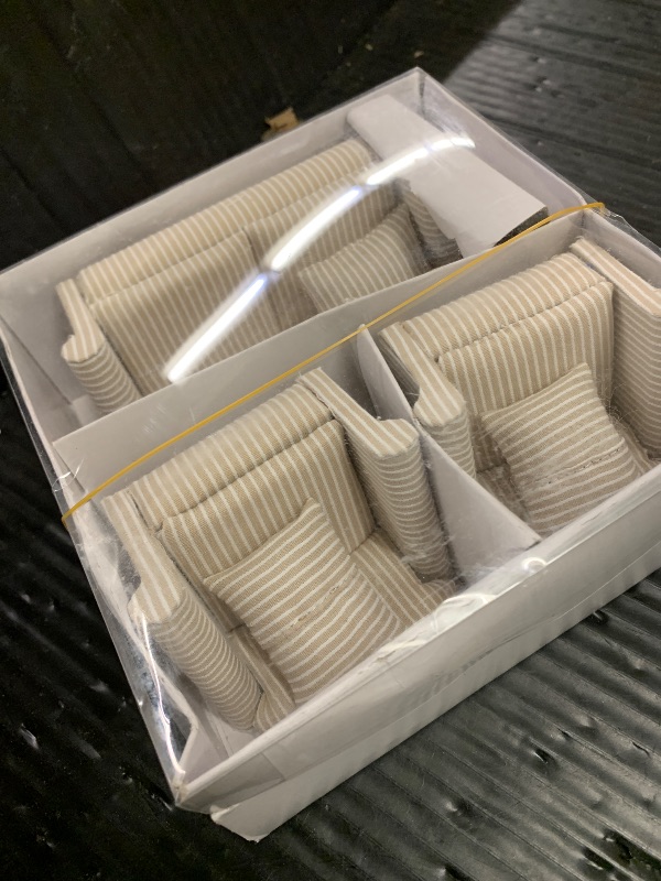 Photo 1 of 3pcs Dollhouse Couch, 1/12 Scale Living Room Furniture Accessory, Timeless Classic Miniature Double & Single Couch with Pillow, Upholstered Sofa Armchair Set Accessories for Bedroom Sectional Décor