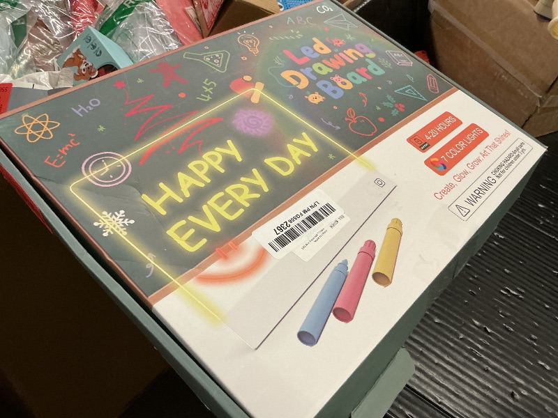 Photo 1 of 16" Led Drawing Board for Kids Rechargeable, Portable Doodle Glow LED Note Board with 7 Colors, Light Up Acrylic Dry Erase Lumi Board with Stand, Valentines Day Gifts Boys & Birthday Gifts(White)