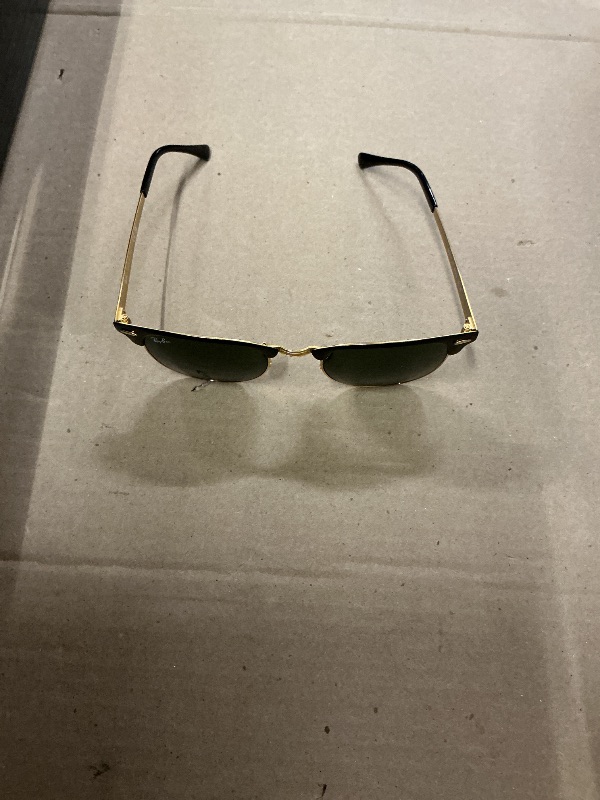 Photo 1 of Ray-Ban Unisex RB3716 Clubmaster Metal Square Sunglasses, Black On Gold/G-15 Green, 51 mm