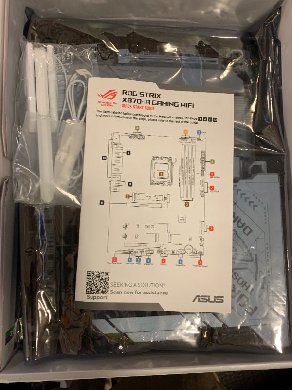 Photo 1 of ASUS ROG Strix X870-A Gaming WiFi AMD AM5 X870 ATX Motherboard 16+2+2 Power Stages, Dynamic OC Switcher, Core Flex, DDR5 AEMP, WiFi 7, 4X M.2, PCIe® 5.0, Q-Release Slim, USB4®, AI OCing & Networking