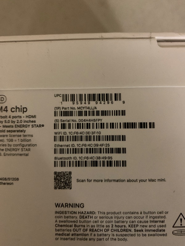 Photo 1 of Apple 2024 Mac mini Desktop Computer with M4 chip with 12?core CPU and 16?core GPU: Built for Apple Intelligence, 24GB Unified Memory, 512GB SSD Storage, Gigabit Ethernet. Works with iPhone/iPad