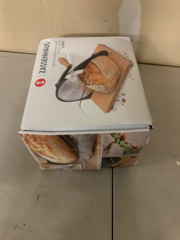 Photo 1 of Zassenhaus Original Classic Adjustable Bread Slicer for Uniform Slices - Bread Slicer for Homemade Bread - 18/8 Stainless Steel Blade Sourdough Cutter - Red, 11.75" x 8"