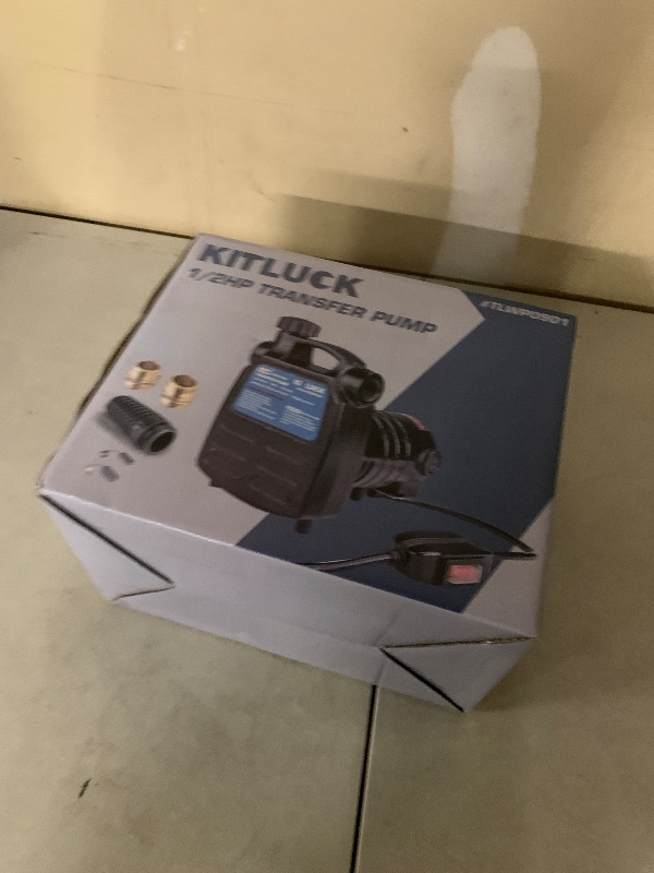 Photo 1 of Water Transfer Pump, KITLUCK 120V 1/2 HP 1500GPH Cast Iron Portable Electric Utility Water Pump, Heavy Duty High Pressure Transfer Pump with ON/OFF Switch, Suction Strainer and Brass Connectors