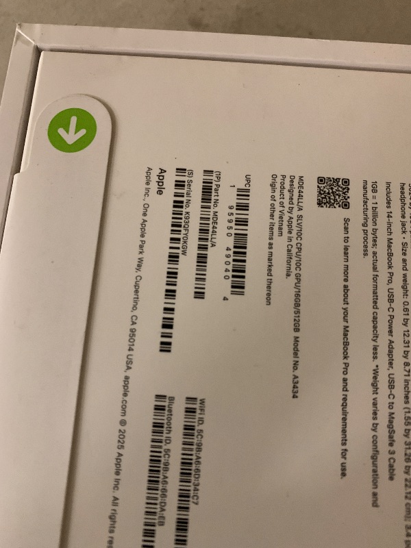 Photo 1 of Apple 2025 MacBook Pro Laptop with M5 chip with 10?core CPU and 10?core GPU: Built for Apple Intelligence, 14.2-inch Liquid Retina XDR Display, 16GB Unified Memory, 512GB SSD Storage; Silver