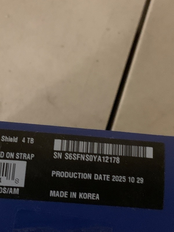 Photo 1 of Samsung T7 Shield 4TB Portable SSD - 1050MB/s, Rugged, Water & Dust Resistant, for Content Creators - Black