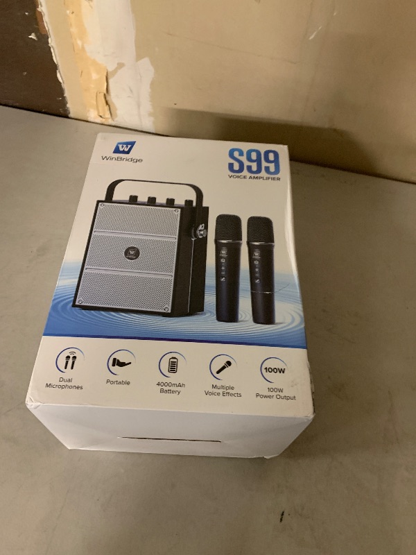 Photo 1 of 100W Powerful Voice Amplifier with 2 Wireless Microphones, Big Pro Sound Portable Speaker with Microphone, Bluetooth Speaker PA System Karaoke Machine Support BT/USB/TF Card/Aux/Guitar S99