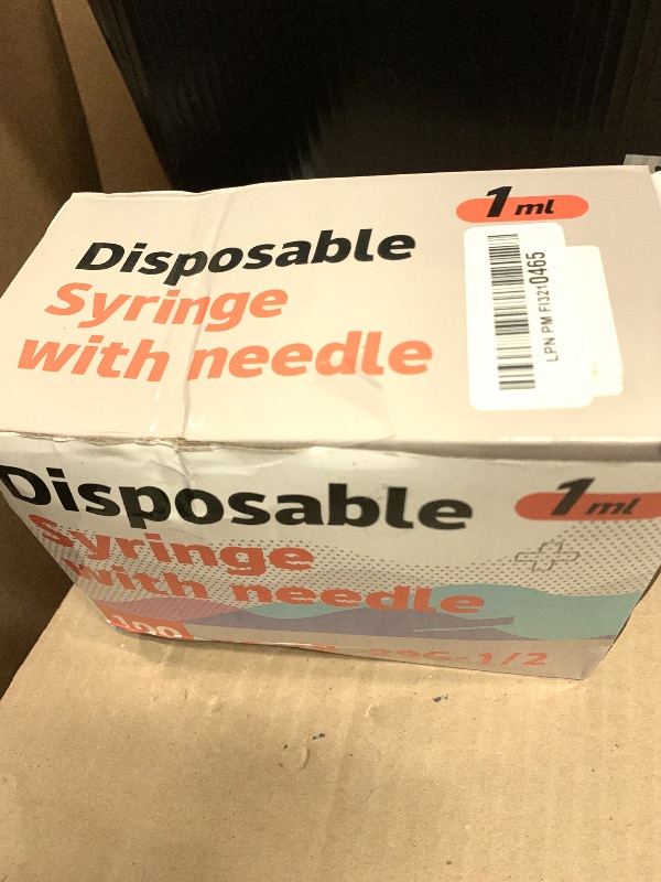 Photo 1 of 1ML Syringe, Lab Supplies Syringes 29G 1/2 Inch with Cover, Individually Wrapped, Pack of 100