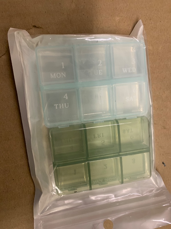 Photo 1 of 2 Pack Portable Small Pill Box Daily Pill Organizer, Travel Organizer for Pocket Purse, Daily Portable Medicine Vitamin Container, Fish Oil and Supplement Storage