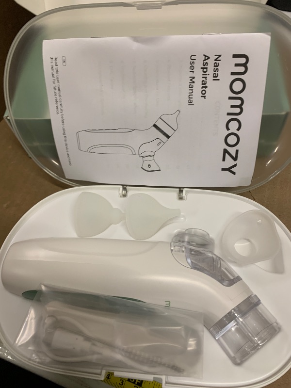 Photo 1 of Momcozy BreezyClear™ 2-in-1 Electric Nasal Aspirator for Baby with Spray, 65kPa Hospital-Grade Suction, 4 Adjustable Levels, Quiet & Portable Nose Cleaner with Soothing Light & Music