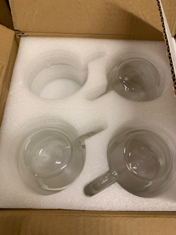 View 2 of 3pcs only.   Jatnsefo 8 oz/250ml Double Walled Glass Coffee Mugs, Clear Coffee Cups and Mugs Cappuccino Latte Macchiato Glasses Cups with Handle, Espresso Mug Cups for Latte, Hot/Cold Drink