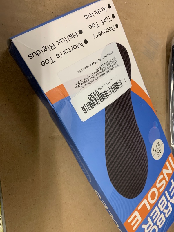 Photo 1 of 1 Pair Carbon Insole - Men Women Rigid Shoe Insert - Foot Plate for Hallux Rigidus, Turf Toe, Morton's Toe - 10.85' / 275mm