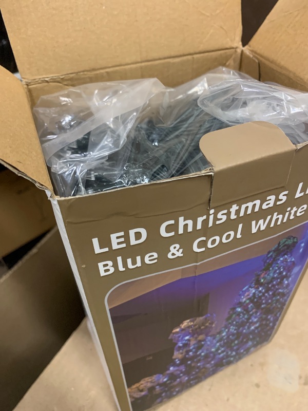 Photo 1 of 1500 LED 470FT Christmas String Lights Outdoor, 12 Pro Modes and Timer Memory & Brightness, Plug in Waterproof Dark Green Wire Twinkle Light for for Xmas Yard Tree Wedding Party Decor (Blue & White)