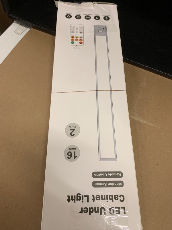 Photo 1 of 16in Under Cabinet Lighting with Remote, 160 LED Motion Sensor Light Indoor, 4000mAh USB Rechargeable Closet Lights, 3 Color Temps Wireless Under Counter Lights for Kitchen, Pantry, Stair, 2 Pack