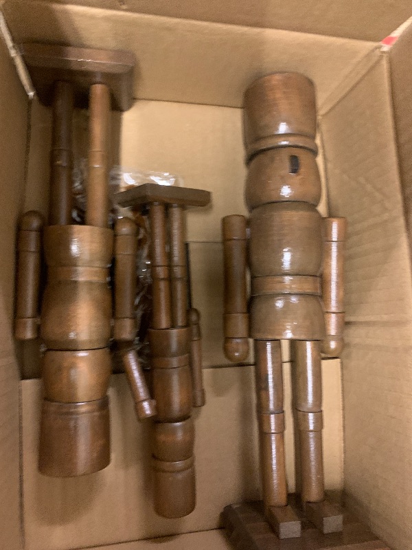 Photo 1 of 3 Pack Christmas Nutcracker Figures with Velvet Bow 12'' 10'' 8'' Brown Wooden Nutcracker Soldiers Traditional Christmas Decorations Classic Holiday Ornament for Mantel, Tabletop & Xmas Home Decor