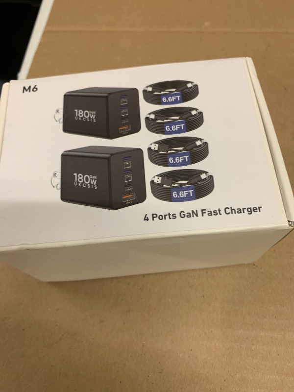 Photo 1 of 2 Pack 180W USB C Charger Block, Foldable 4-Port GaN Super Fast Charger USB C, Dual 65W Type C Charging Block, Laptop Fast Charging Adapter for MacBook Pro/Air, iPad, iPhone, Samsung Galaxy (White)