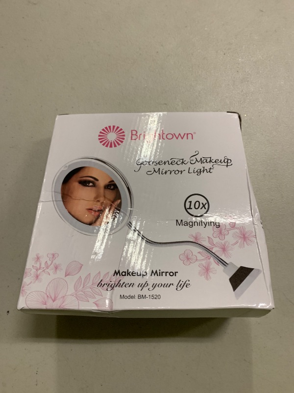 Photo 1 of 10x Magnifying Mirror with Light, Flexible Gooseneck Make up Mirror with Lights and Magnification, Battery Operated Cordless with Suction Cups for Wall Bathroom