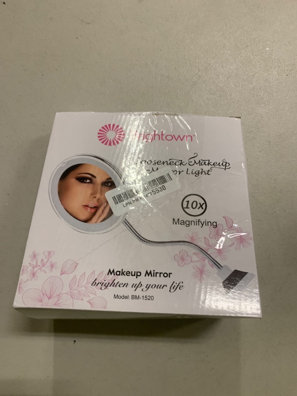 Photo 1 of 10x Magnifying Mirror with Light, Flexible Gooseneck Make up Mirror with Lights and Magnification, Battery Operated Cordless with Suction Cups for Wall Bathroom