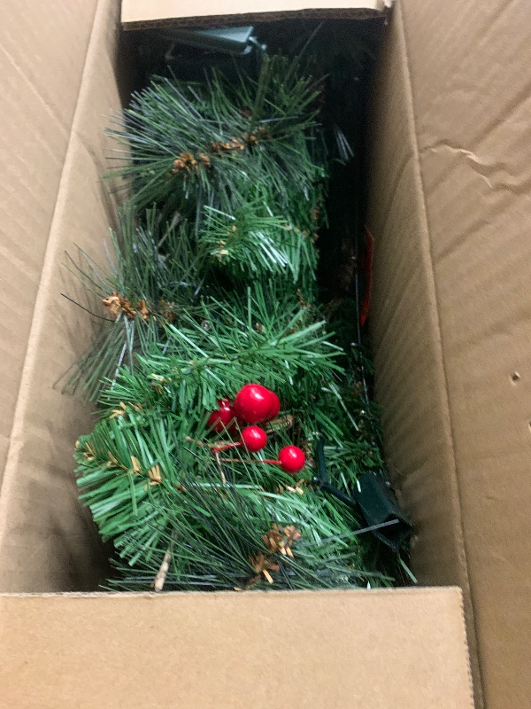 Photo 1 of Brightown 24 Inch Pre-Lit Christmas Wreaths for Front Door, IP44 Battery Operated 50 LED Christmas Wreath, Decor with Pinecones Pine Needles Branches Red Berry Mini Bow for Front Door Wall Window