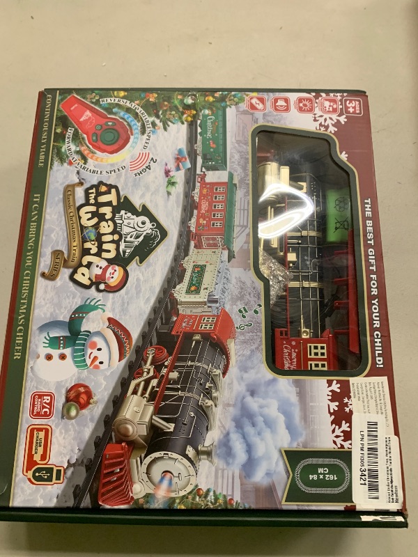 Photo 2 of XINGYING Christmas Train - Remote Control Train Set w/Steam Light & Sound, Electric Train Toys for Around Under Christmas Tree, Rechargeable Toy Train for Boys Girls Toddler Model Train Set for Kids