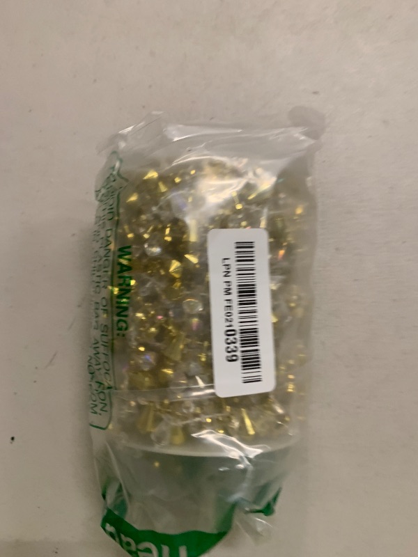 Photo 1 of 33ft Christmas Tree Garland Bead Decoration, Gold Beaded Garland for Christmas Tree Clear Iridescent Bead Twist String Decor, Garlands for Xmas Ornaments Wedding Party Home Decor