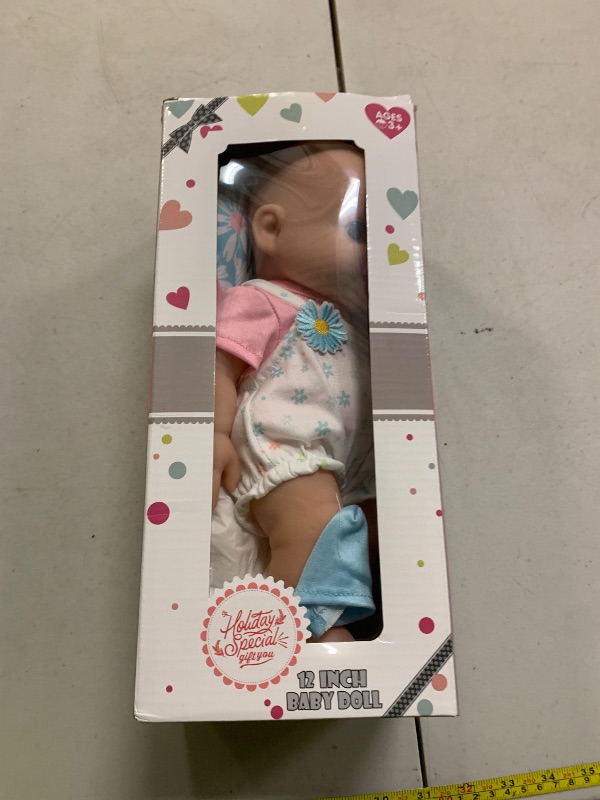 Photo 1 of 12" Girls Baby Doll Daisy Theme Backpack Carrier Playset,12 Inch Reborn Baby Dolls With Accessories And Clothes Set Toy Stuffs Pink Hanky Diaper Bottle Nipple And Gifts For Baby Toddler Age 3+