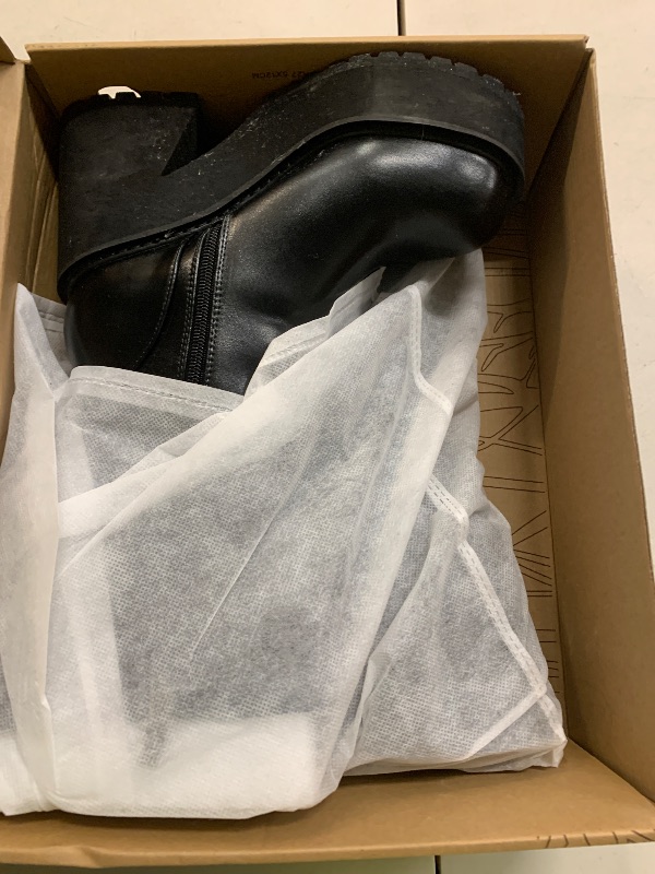 Photo 1 of AMINUGAL Womens Wedge Heel Ankle Boots Platform Zipper Punk Motorcycle Booties Chunky Block High Heel Round Toe Fashion Work Combat Boots Mid Calf For Women