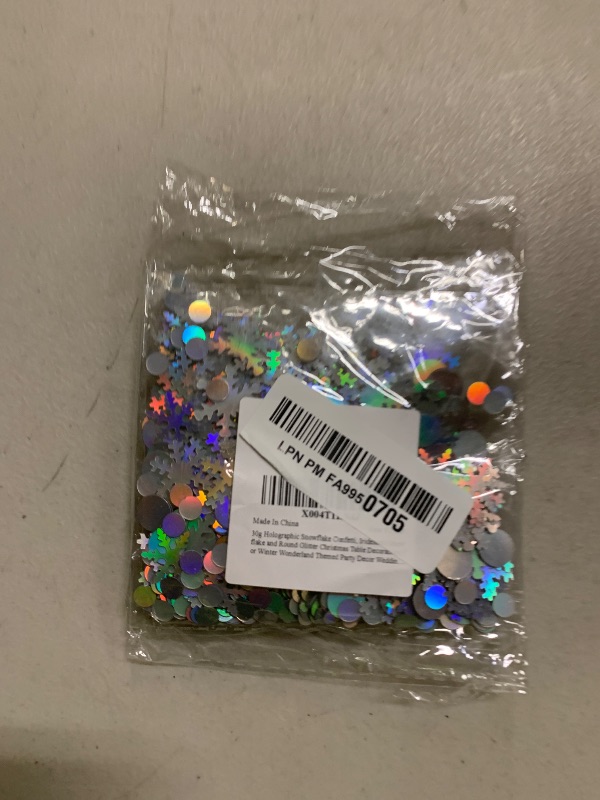 Photo 1 of 30g Holographic Snowflake Confetti, Iridescent Snow Flake and Round Glitter Christmas Table Decorations for Winter Wonderland Themed Party Decor Wedding Gender Reveal