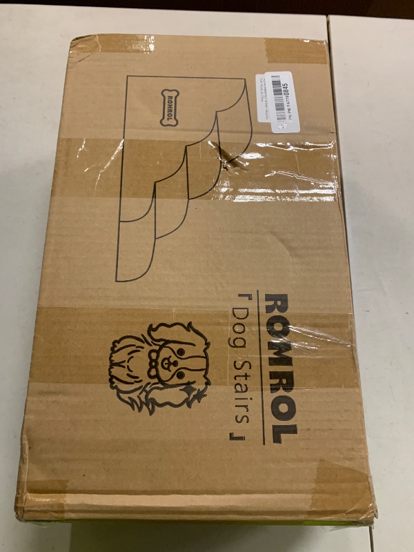 Photo 1 of Romrol Dog Stairs Ramp for High Beds Couches, 33D High Density Foam Pet Steps with Durable Non-Slip Waterproof Fabric Cover, Dog Stairs for Small Dogs or Cats or Pets, 4-Step,Grey