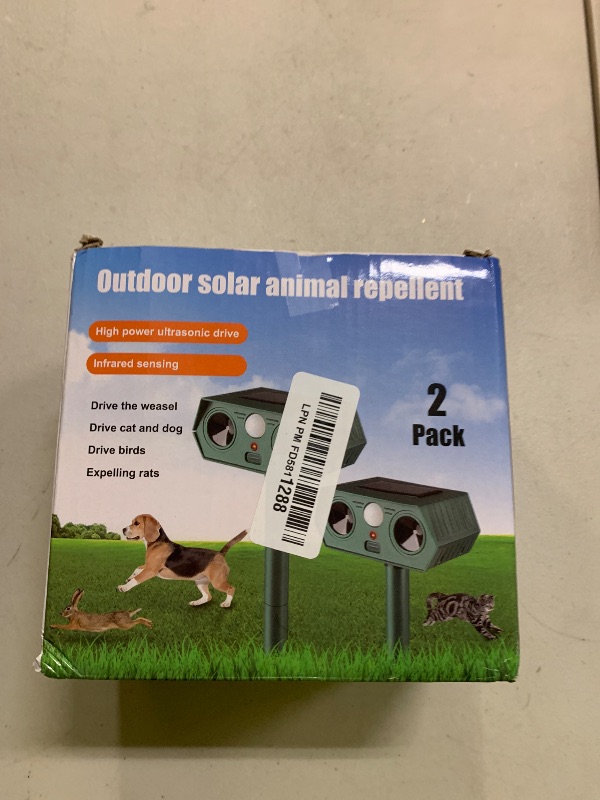 Photo 1 of 2 Pack 2025 Ultrasonic Animal Repellent Outdoor Cat Repellent Devices Solar Animal Repeller Motion Activated Deterrent to Scare Deer Squirrel Rabbit Raccoon Skunk for Yard Lawn Outdoor