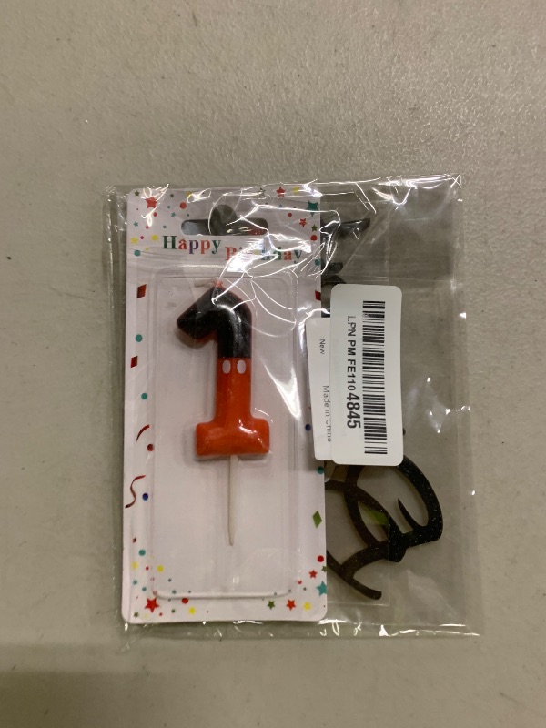 Photo 1 of 1st Birthday Cake Decorations for Boys, One Year Old Birthday Numeral 1 Cake Candles and Glitter Cartoon Black Red Cake Toppers Set for Birthday Party Supplies (Number 1, Red)