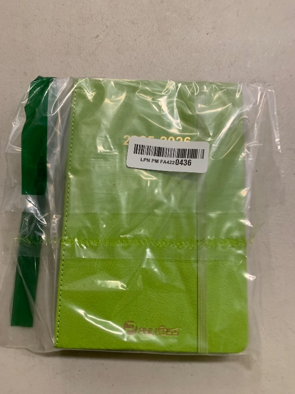 Photo 1 of 2025-2026 Daily Planner, One Page Per Day, Academic Calendar (July 2025 - June 2026), Appointment Book with Time Slots and Monthly Tabs, 5.7" x 8.25", Pocket, Leather Cove (Chartreuse)