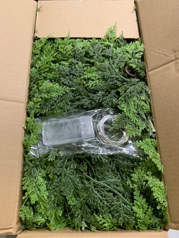 Photo 1 of ?2 Pcs? 9FT Cedar Garland with Lights, Prelit Christmas Garland Artificial Realistic, Real Touch Pine Christmas Garland for Mantle Stairs Outdoor Decoration, Battery Operated Faux Greenery Garlands