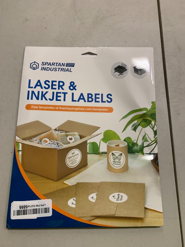 Photo 1 of 1" Printable Round Labels for Laser and Inkjet Printers - 1890 Blank Labels, 30 Sheets for Custom Stickers, Thank You Stickers, Price Tags, and QR Codes - Spartan Industrial Template C002