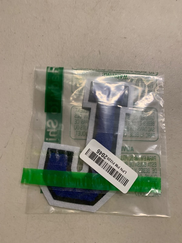 Photo 1 of 1 PCS 6 Inch Blue Chenille Letters Patches - Iron On Varsity Alphabet, Large Letters for Clothing, Backpacks, Hats, Jeans with White Border (J)