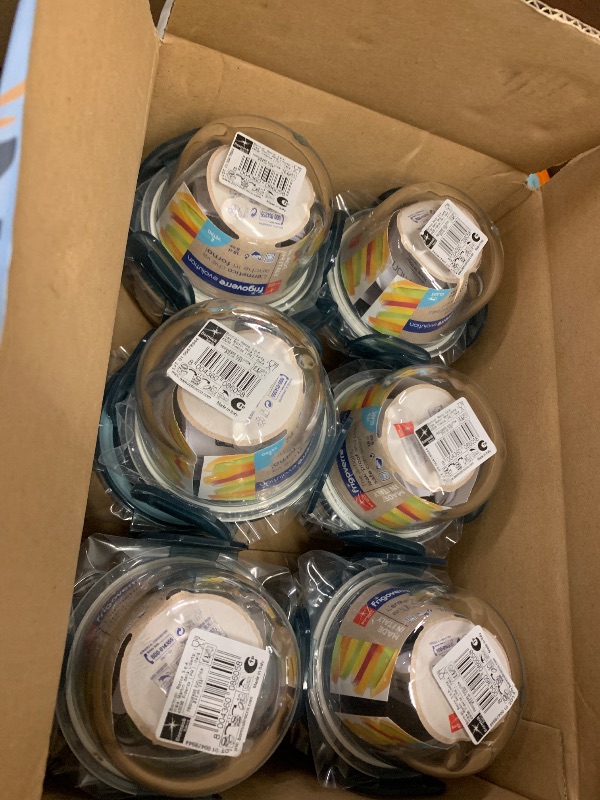 Photo 1 of Bormioli Rocco Evolution 6.25 oz. Round Tempered Glass Leak-Proof Food Storage Container, Gray Lid, Set of 12