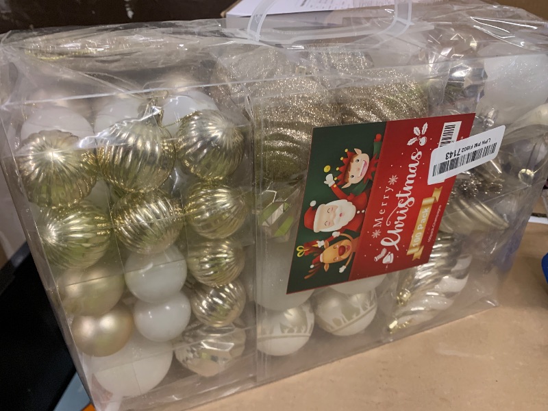 Photo 1 of 100ct Christmas Ball Ornaments Set - Assorted Shatterproof Hanging Tree Ornament Set with Reusable Hand-held Gift Package for Xmas Tree Holiday Party and Home Decor (Champagne)
