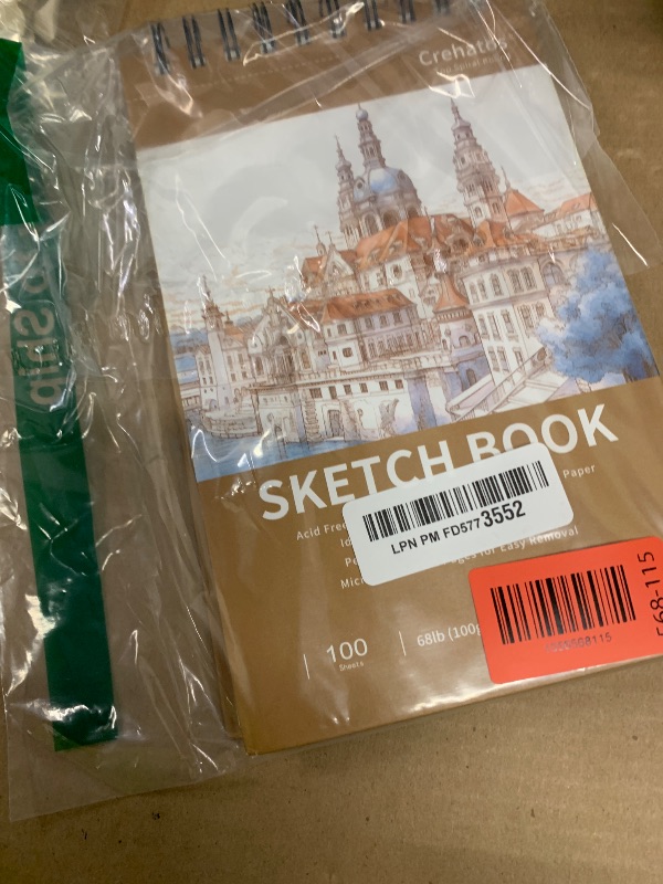 Photo 1 of 1pc only Crehatos 5.5" x 8.5" Small Sketch Book, Top Spiral Bound Sketch Pad, 100 Sheets Each 68lb/100gsm Drawing Paper, 
