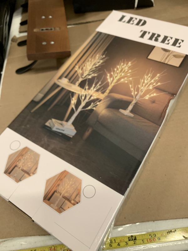 Photo 1 of 2 Pack 144 LED Artificial Tree Lamp with Timer, DIY Birch Tree with LED Lights, Lighted up Tree Lamp USB/Battery Powered, Fairy Light Spirit Tree for Table Home Bedroom Christmas (Warm White)