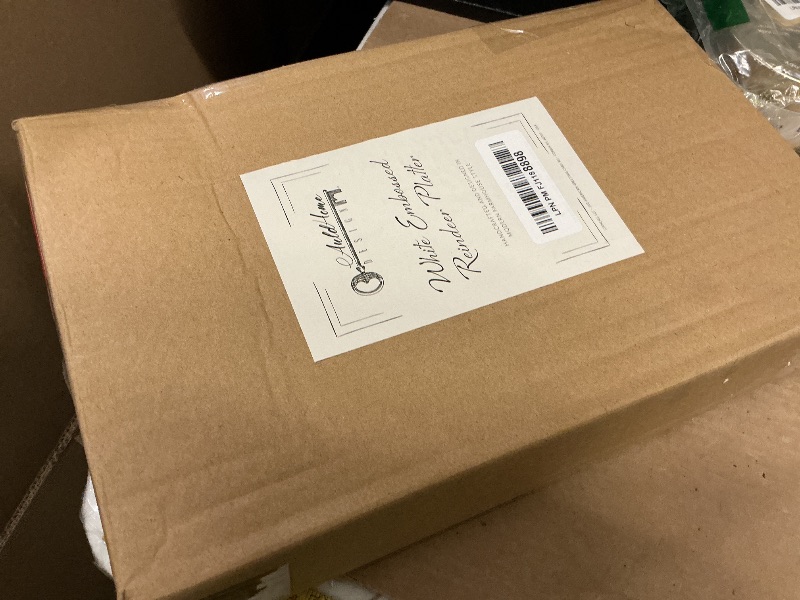 Photo 2 of AuldHome Design Reindeer Christmas Tree Platter; Ceramic Embossed White Serving Tray